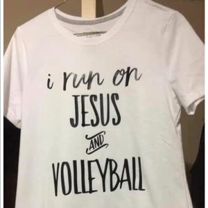 I Run On Jesus and Volleyball Shirt Tee/Tshirt